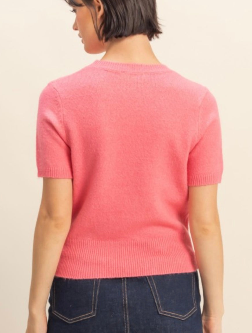 STELLA SWEATER TOP- TAFFY PINK