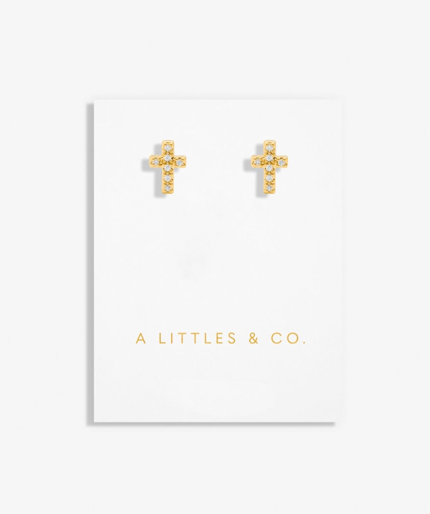 MINI CHARMS PAVE CROSS EARRINGS