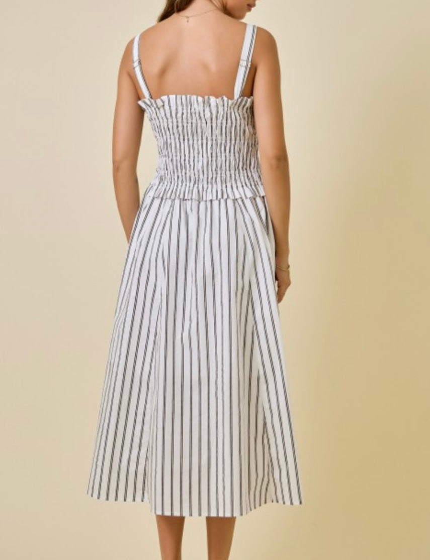 EVELYN DRESS- OFF WHITE/BROWN