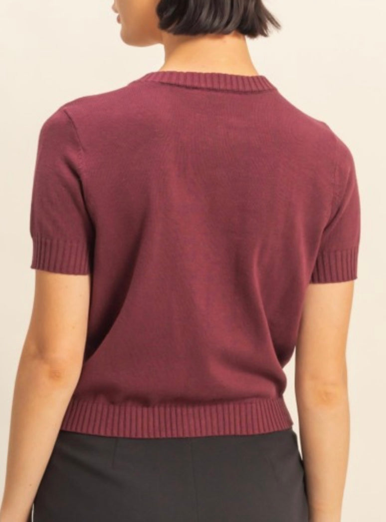 DREW SWEATER TOP- MAROON