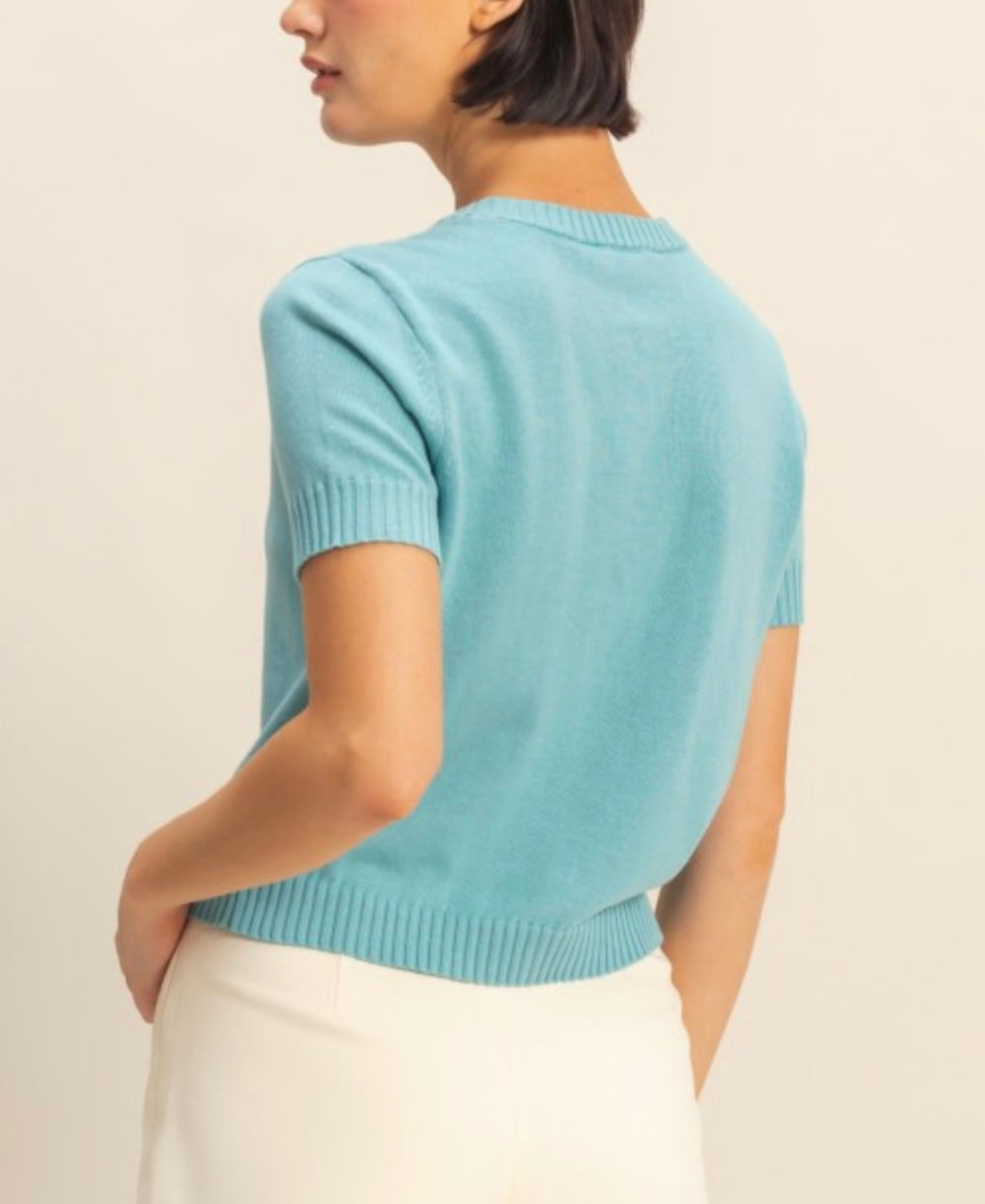DREW SWEATER TOP- SKY BLUE