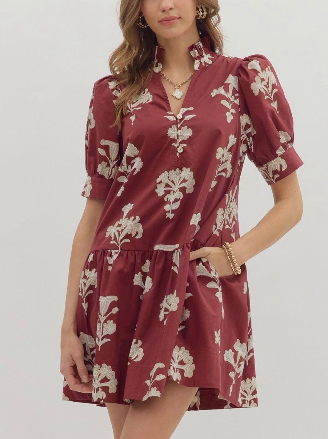 ROSALIE DRESS- MAROON