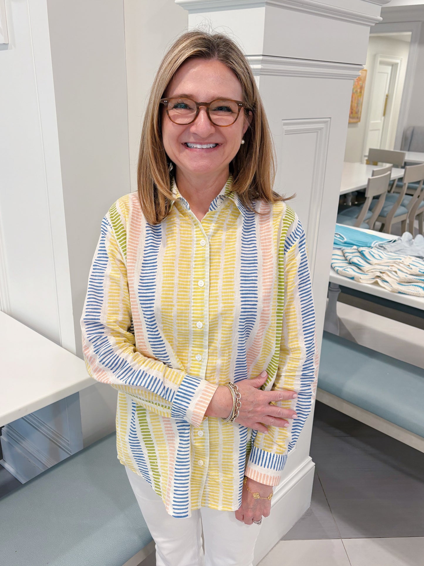 LIVRO BOYFRIEND SHIRT- GASPARILLA STRIPES