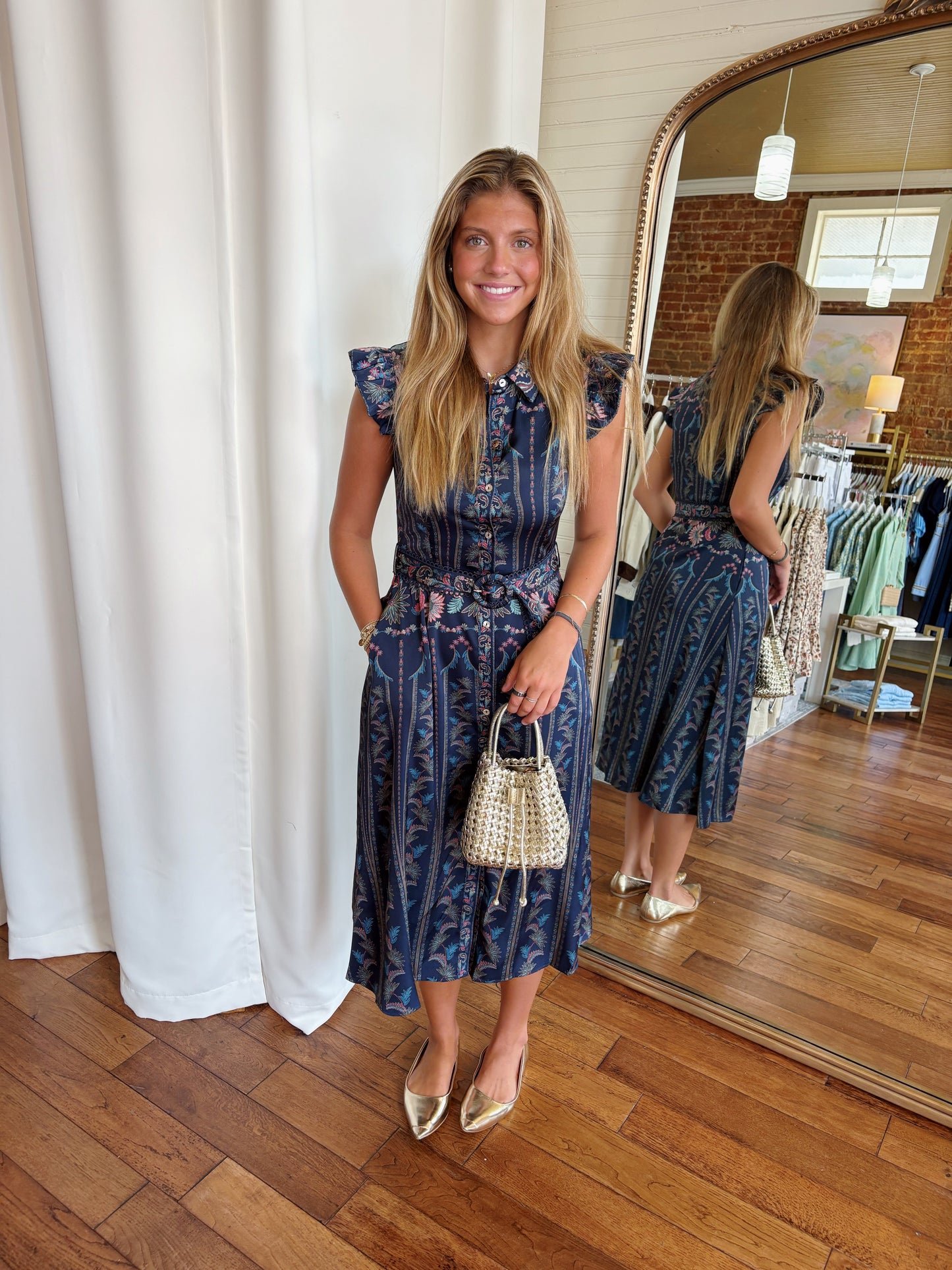 KARLY MIDI DRESS- NAVY