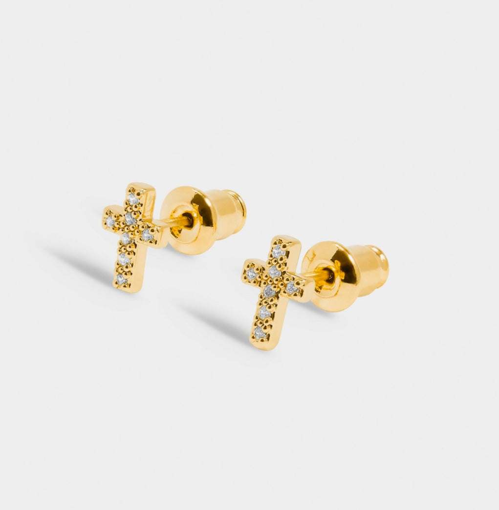 MINI CHARMS PAVE CROSS EARRINGS