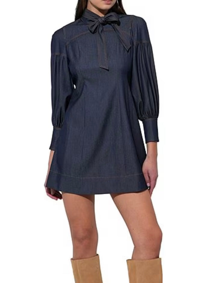LILITH DENIM HIGH NECK DRESS