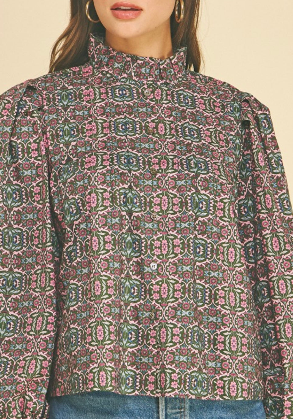 LOUISA TOP- DARK GREEN
