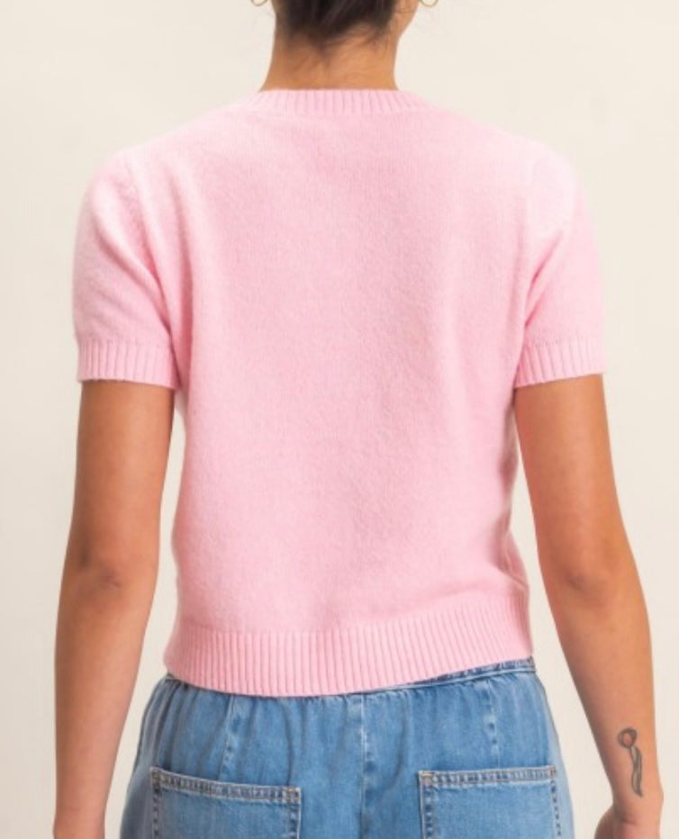 BLAIR CARDIGAN TOP- PINK