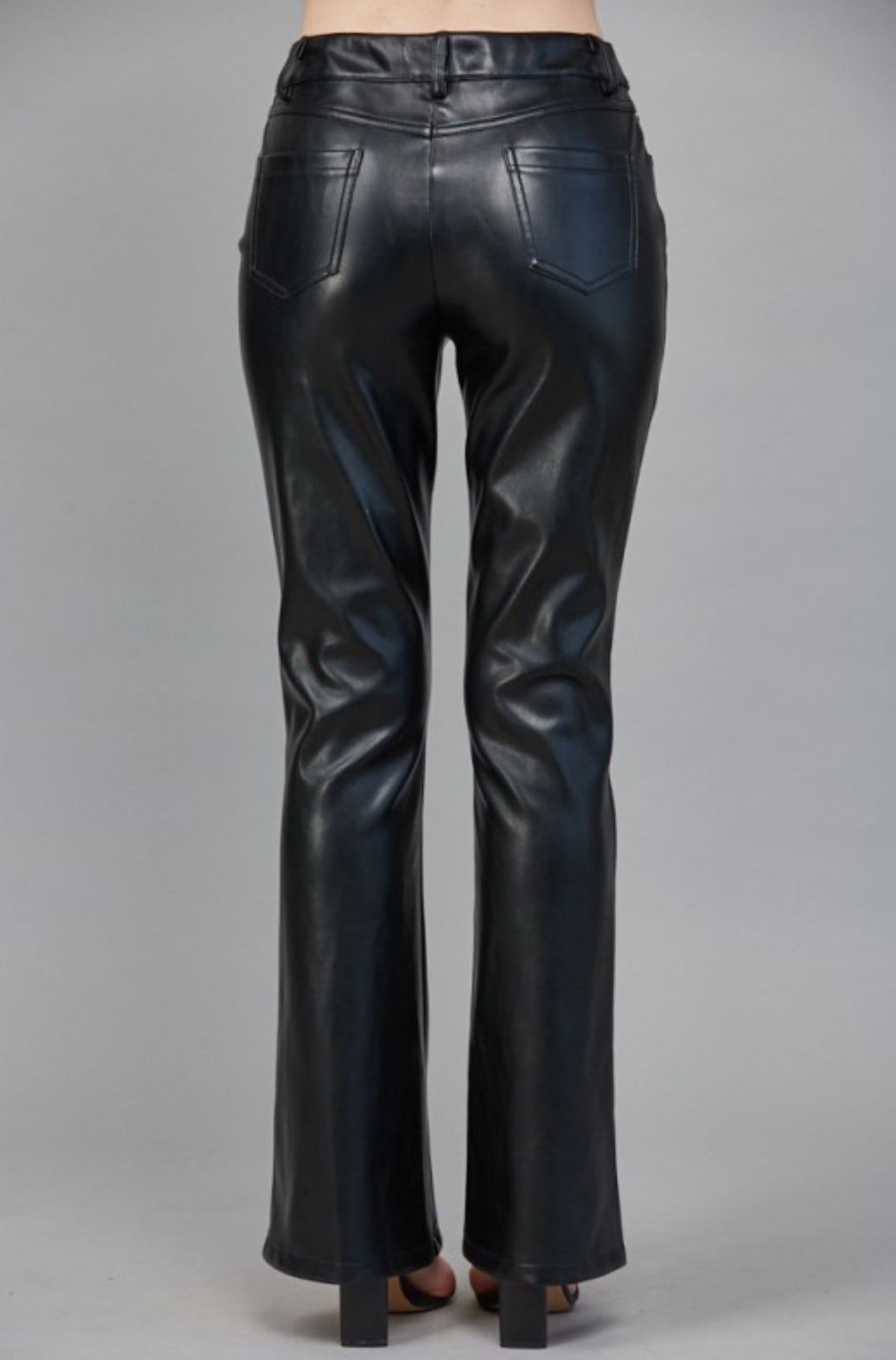 MARA FAUX LEATHER PANTS- BLACK