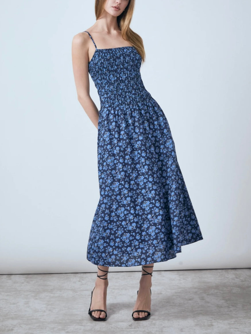MILLER SMOCKED MIDI DRESS