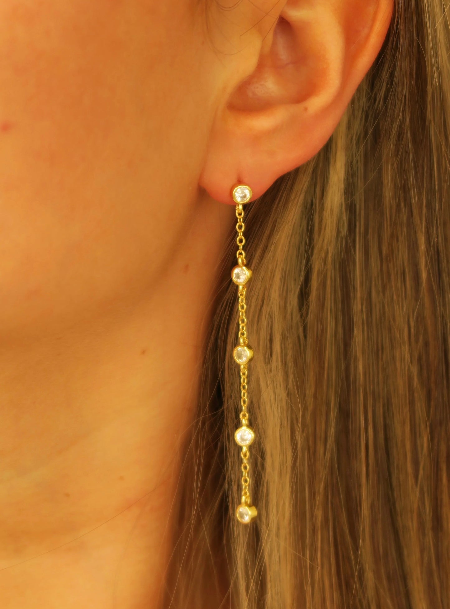 INSET STONE LINEAR EARRINGS