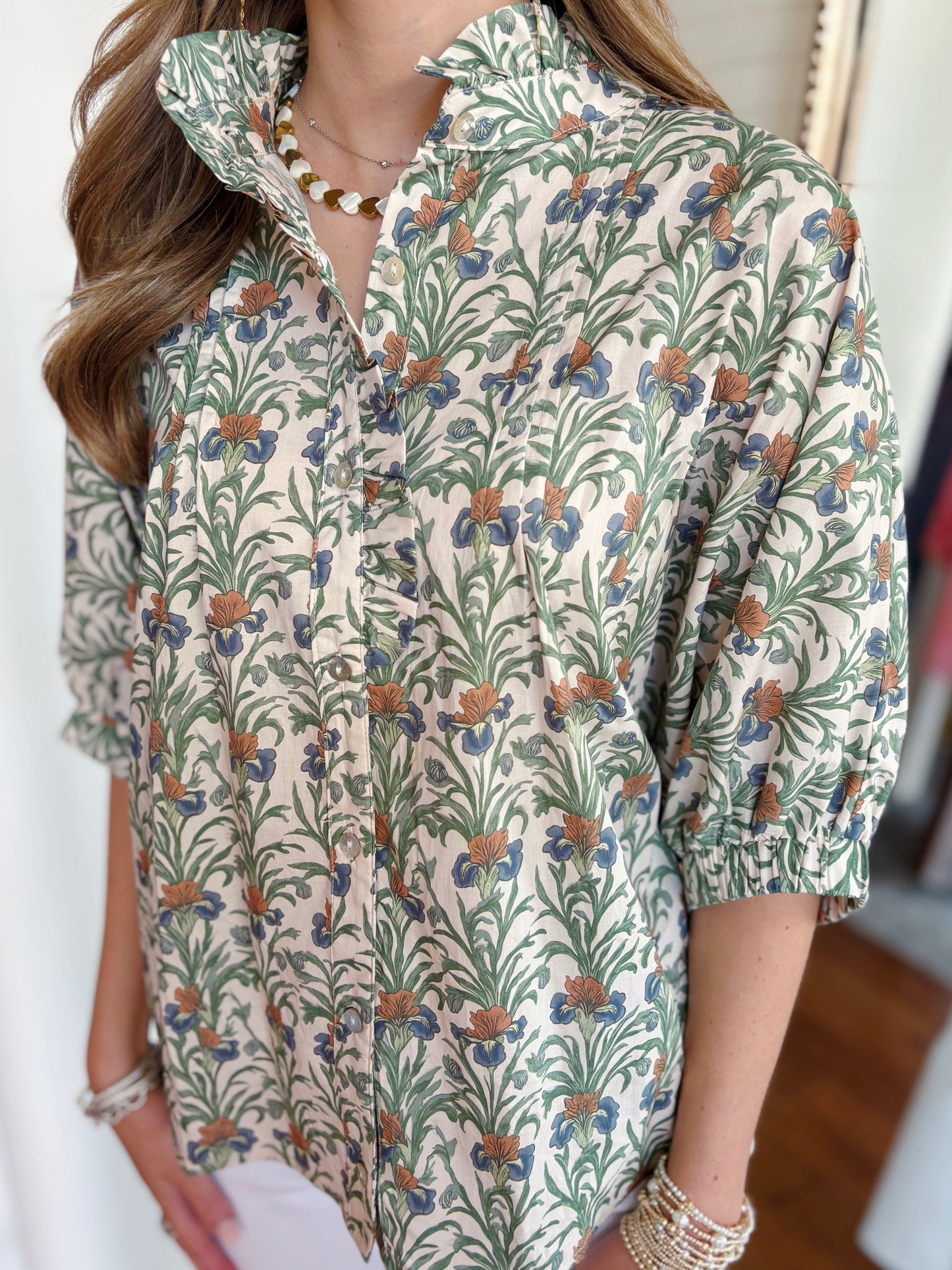 MAEVE TOP- ECRU FLORAL