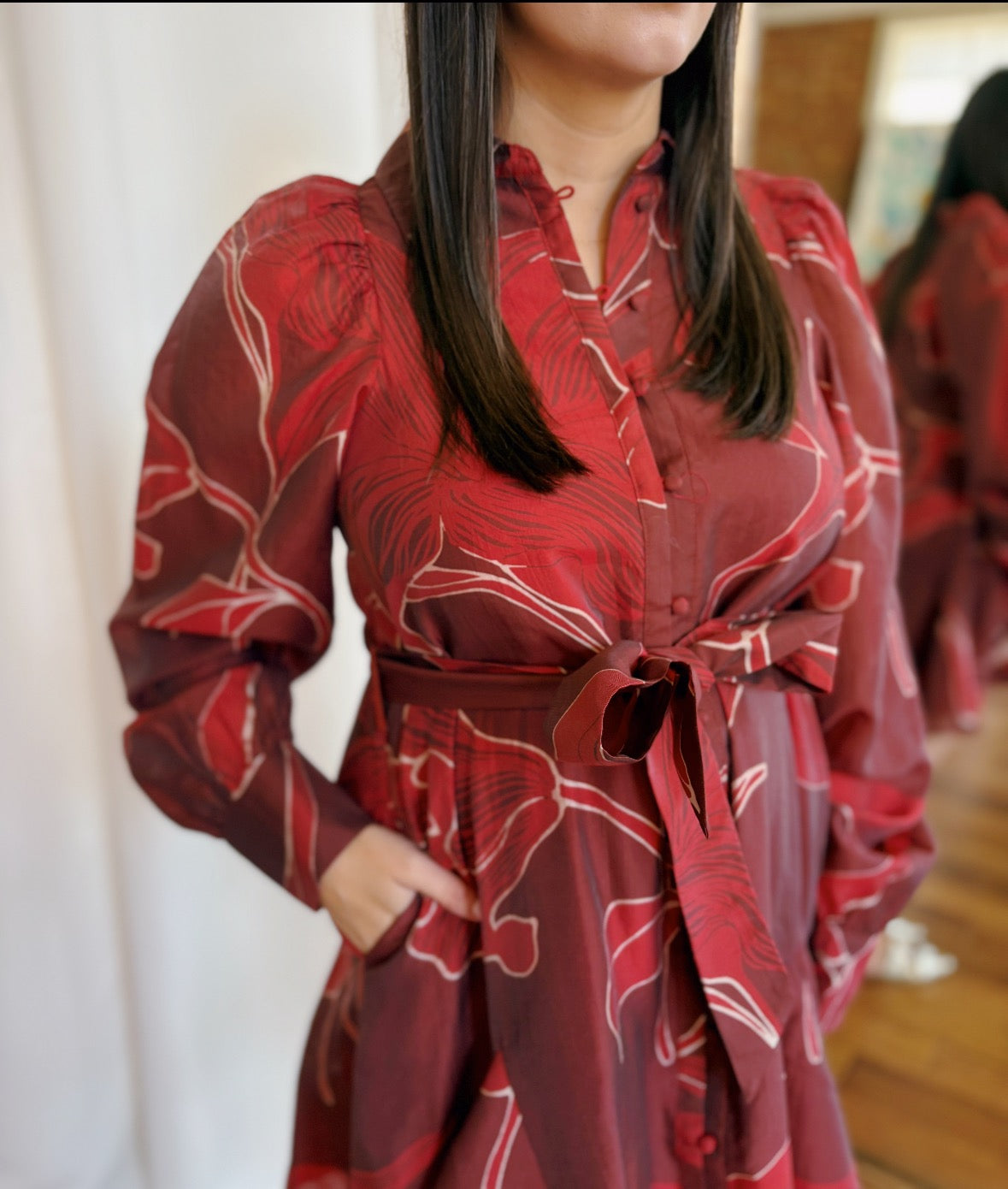 SILVIE DRESS- BURGUNDY