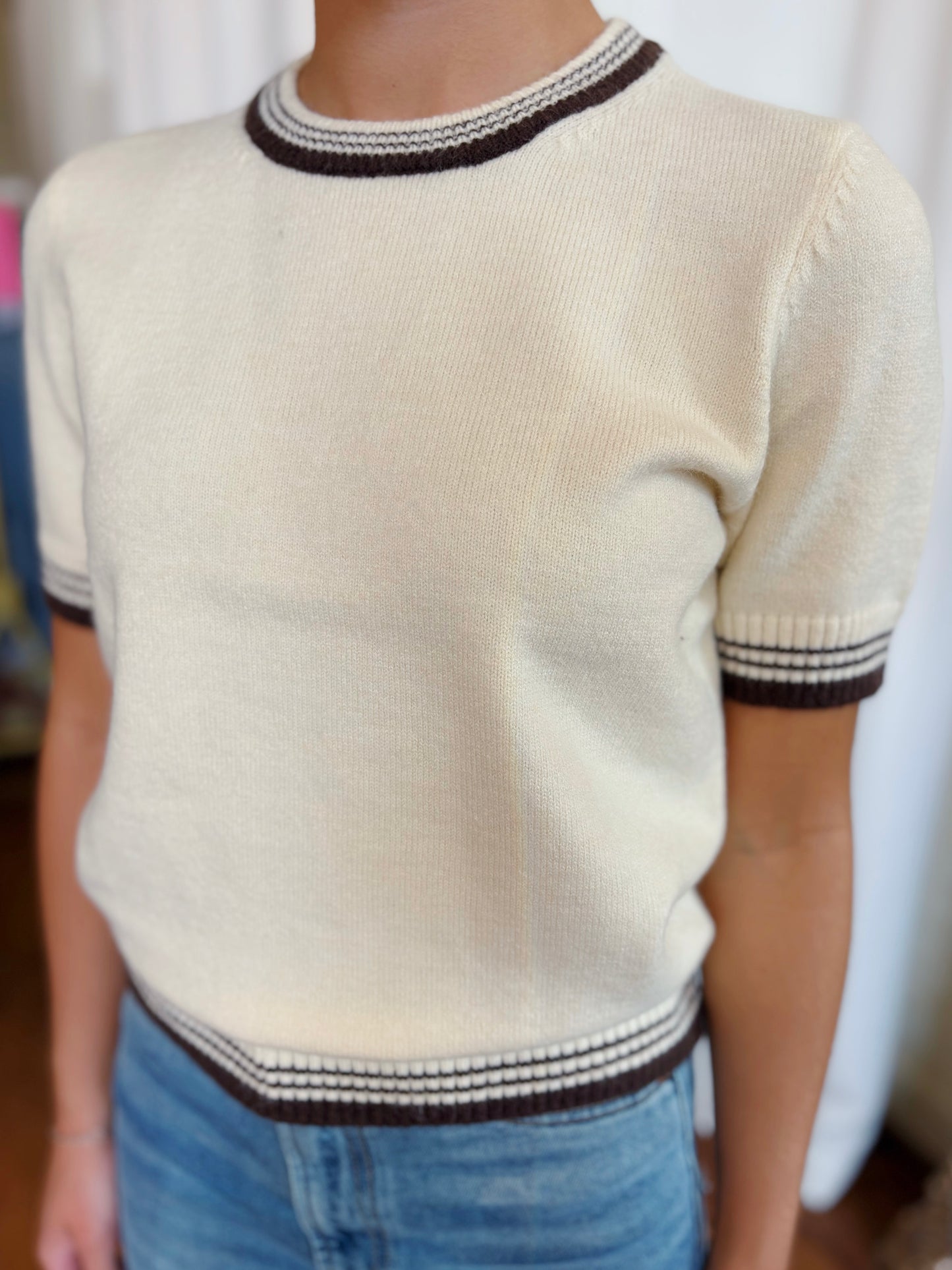 DELTA SWEATER TOP- IVORY/COCO