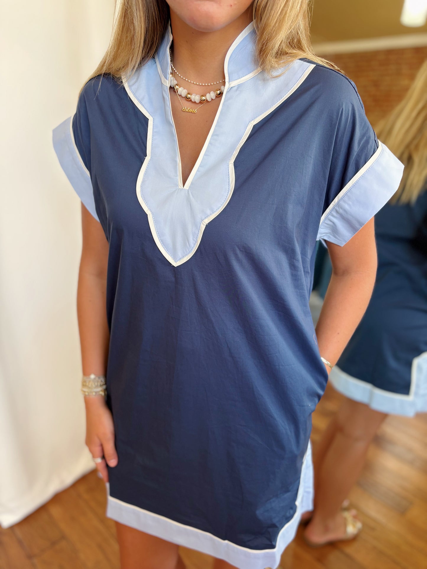 LEAH DRESS- NAVY