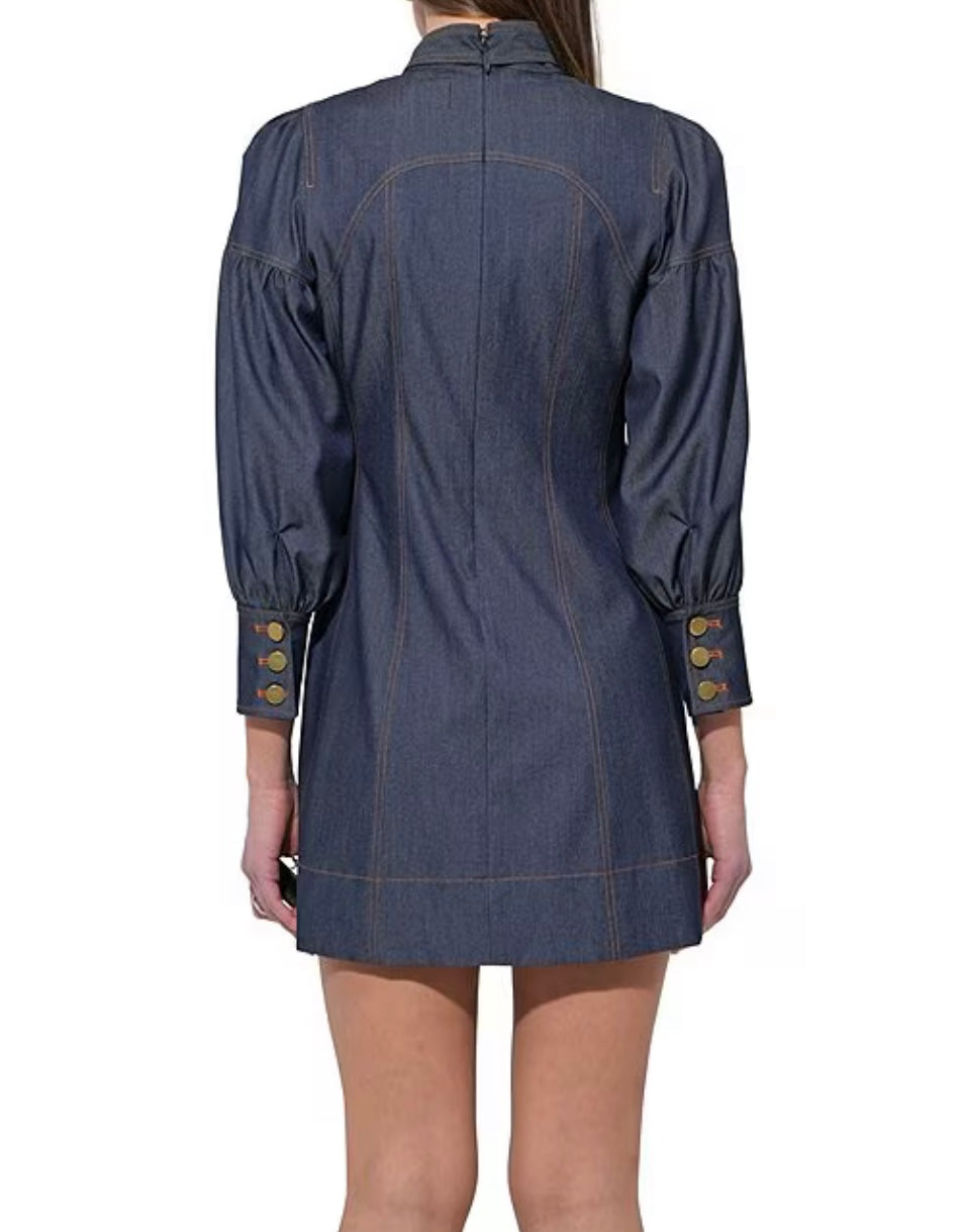 LILITH DENIM HIGH NECK DRESS