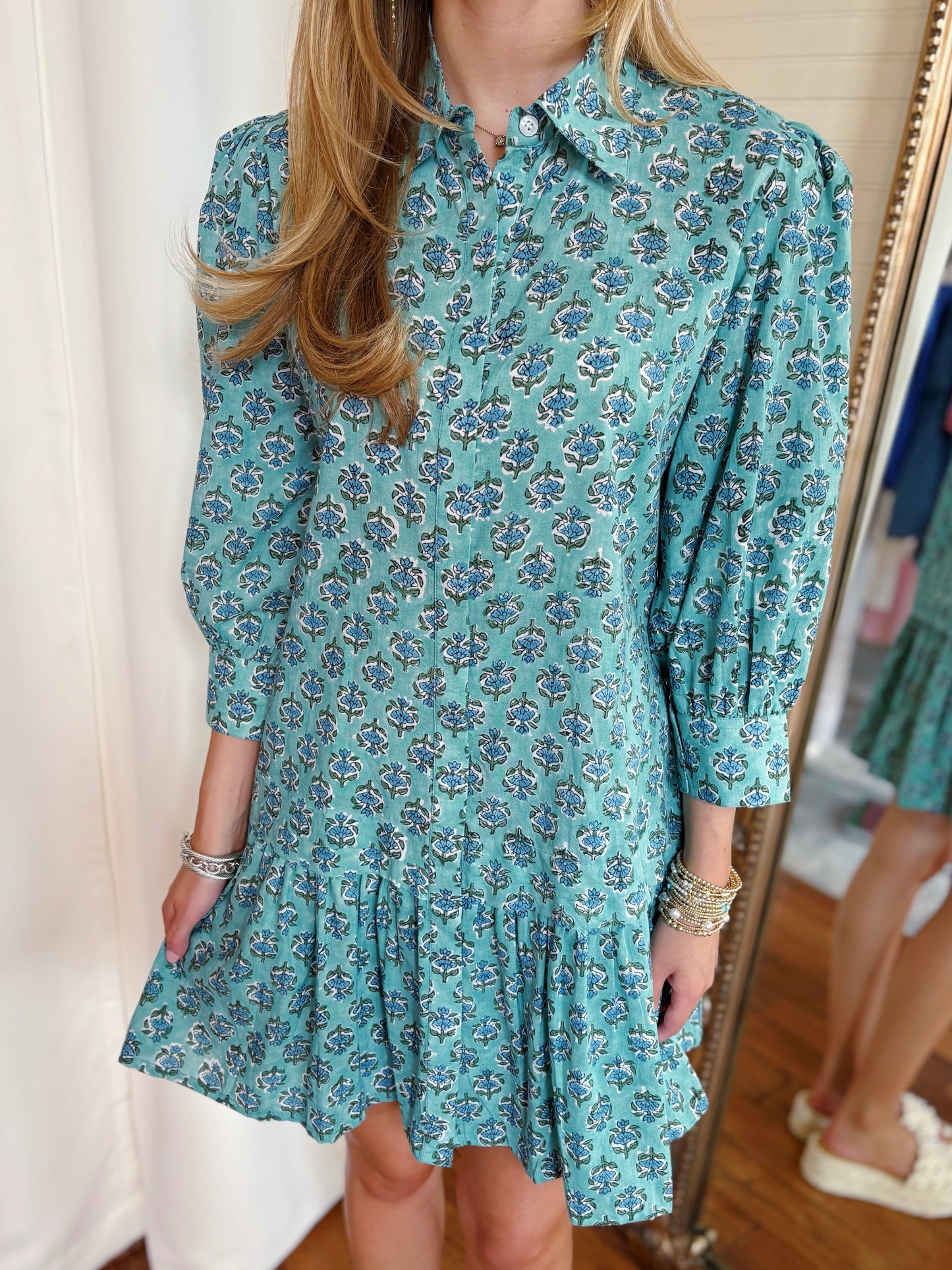 VIVIENNE DRESS- TEAL FLOWER