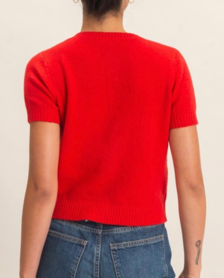 BLAIR CARDIGAN TOP- RED