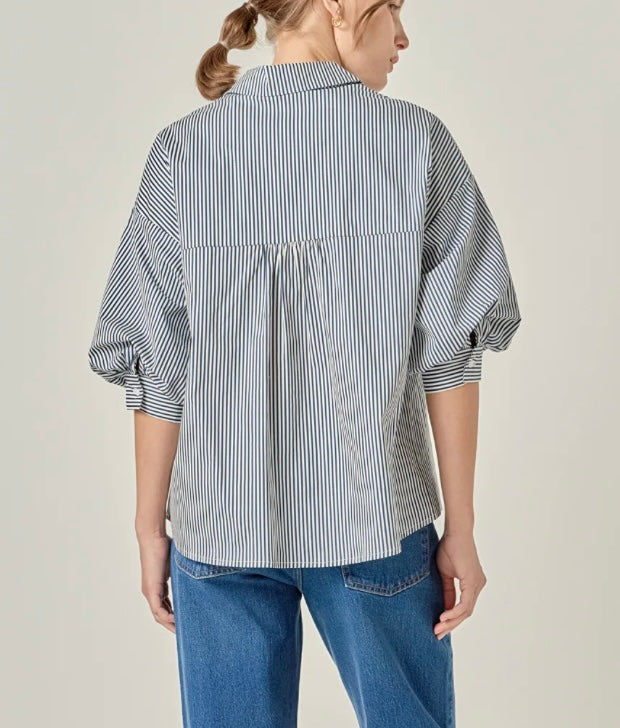JANE SHIRT- NAVY/WHITE