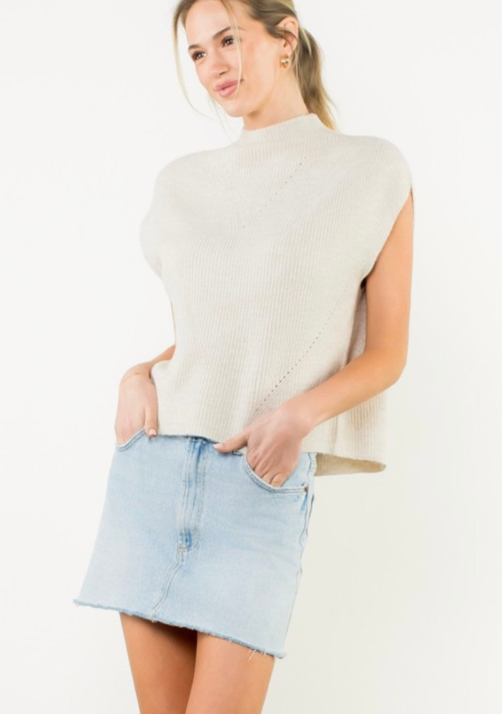 BRONWYN MOCK NECK- CREAM