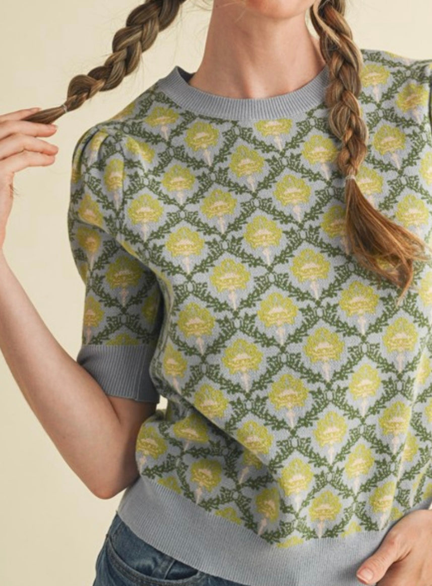 COOPER SWEATER TOP- LIGHT BLUE/SAGE