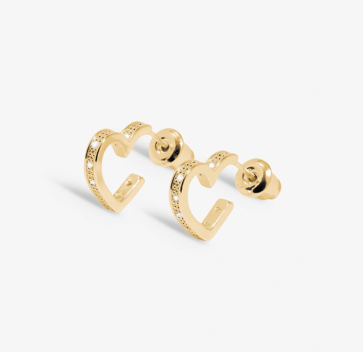 STYLE STORIES PAVE EDGE HEART HOOP EARRINGS