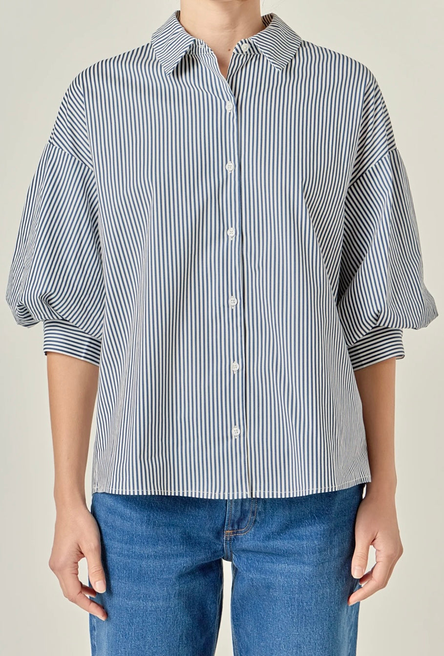 JANE SHIRT- NAVY/WHITE