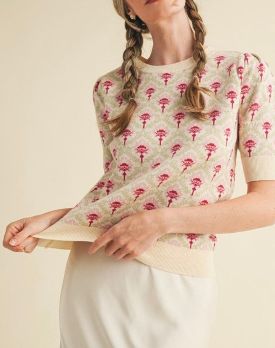 COOPER SWEATER TOP- CREAM/ROSE