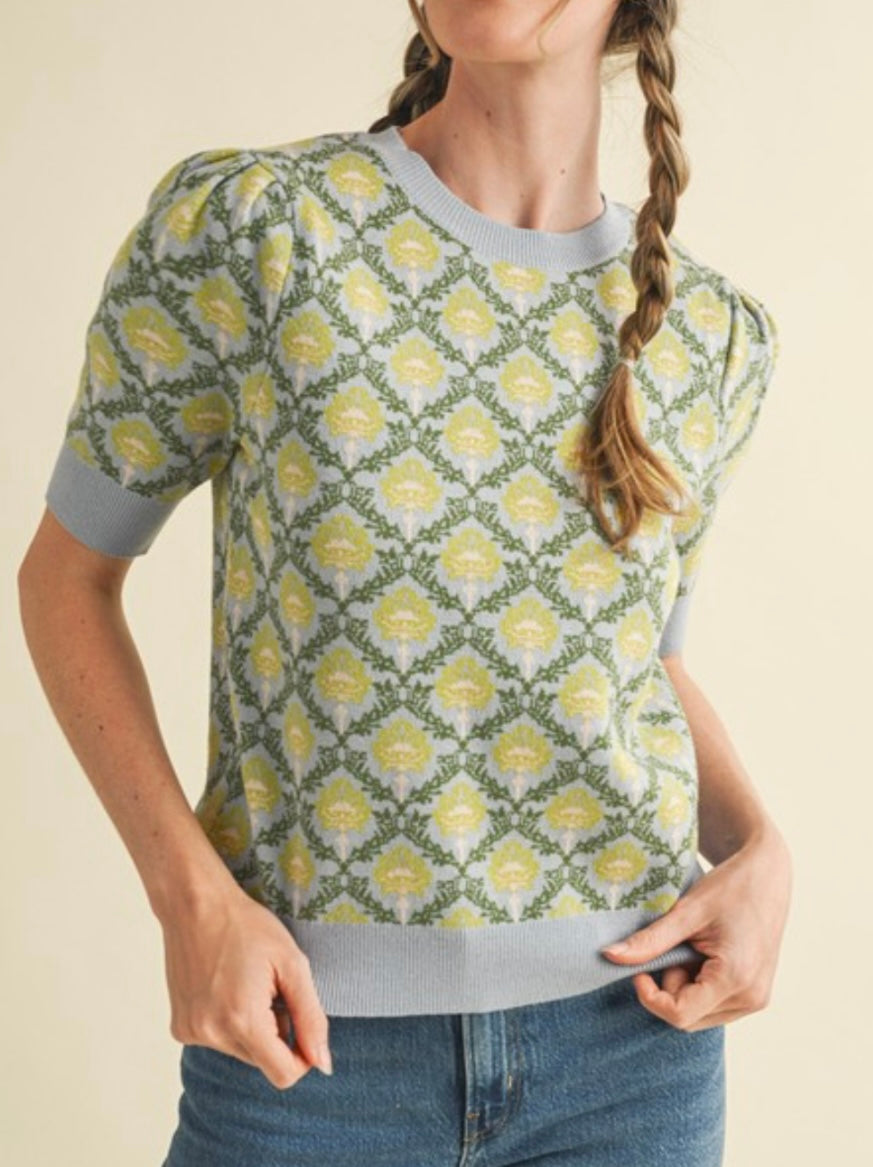COOPER SWEATER TOP- LIGHT BLUE/SAGE