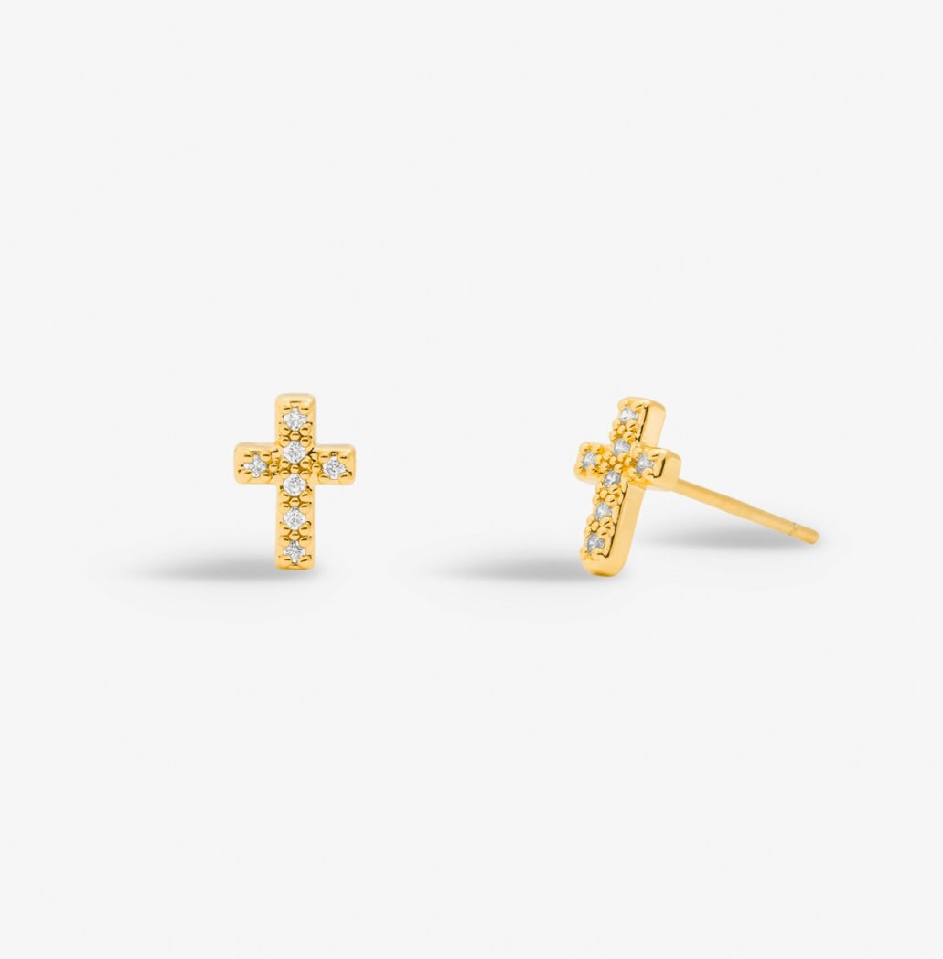 MINI CHARMS PAVE CROSS EARRINGS
