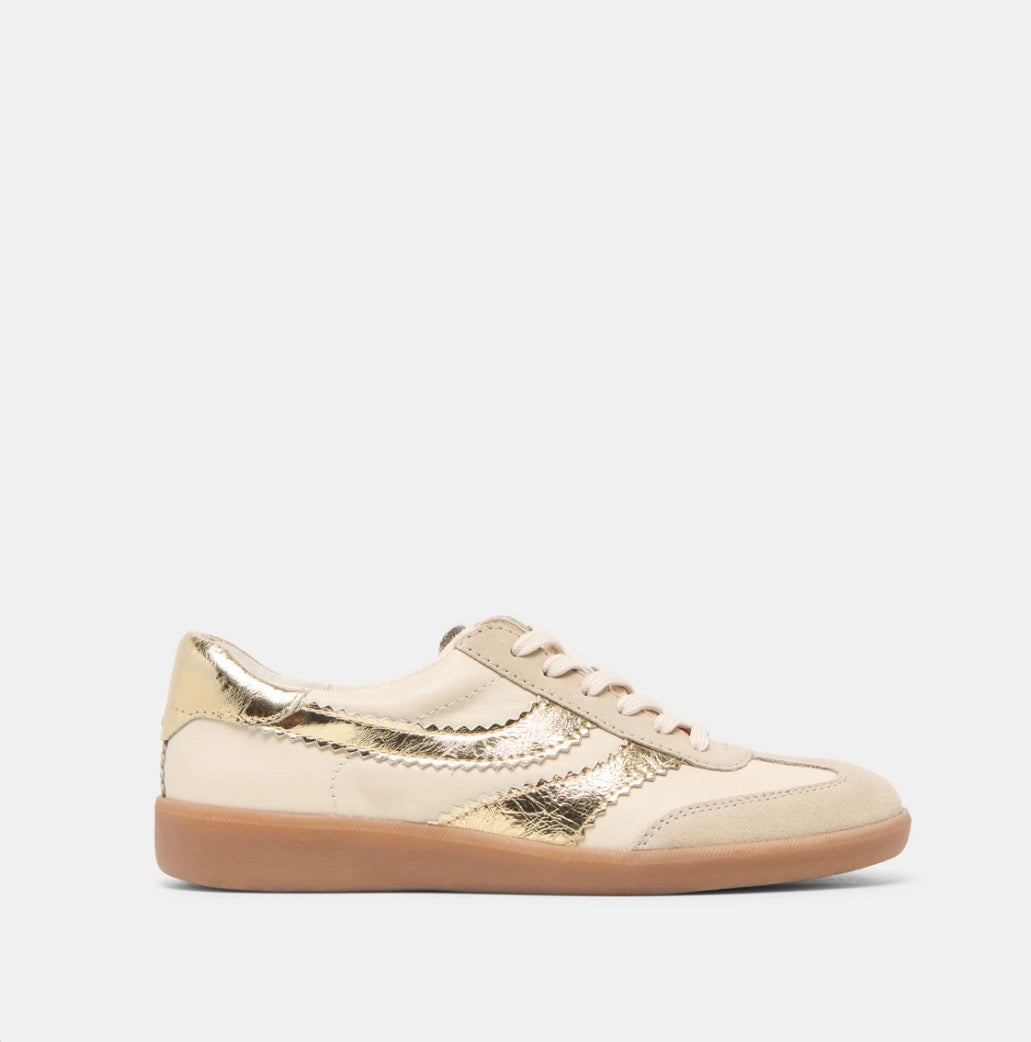 DOLCE VITA MERIT SNEAKERS- WHITE/GOLD LEATHER