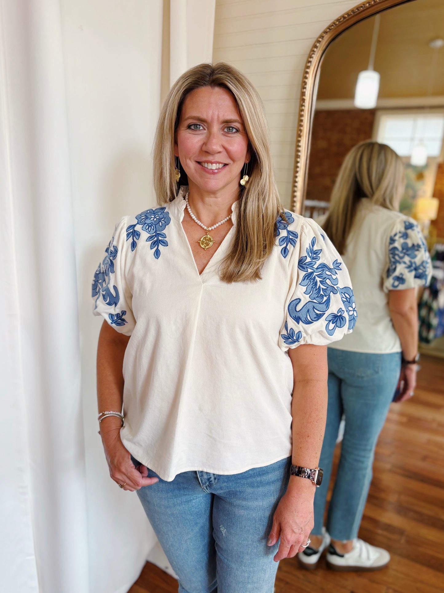 JULIA CORDUROY TOP- CREAM