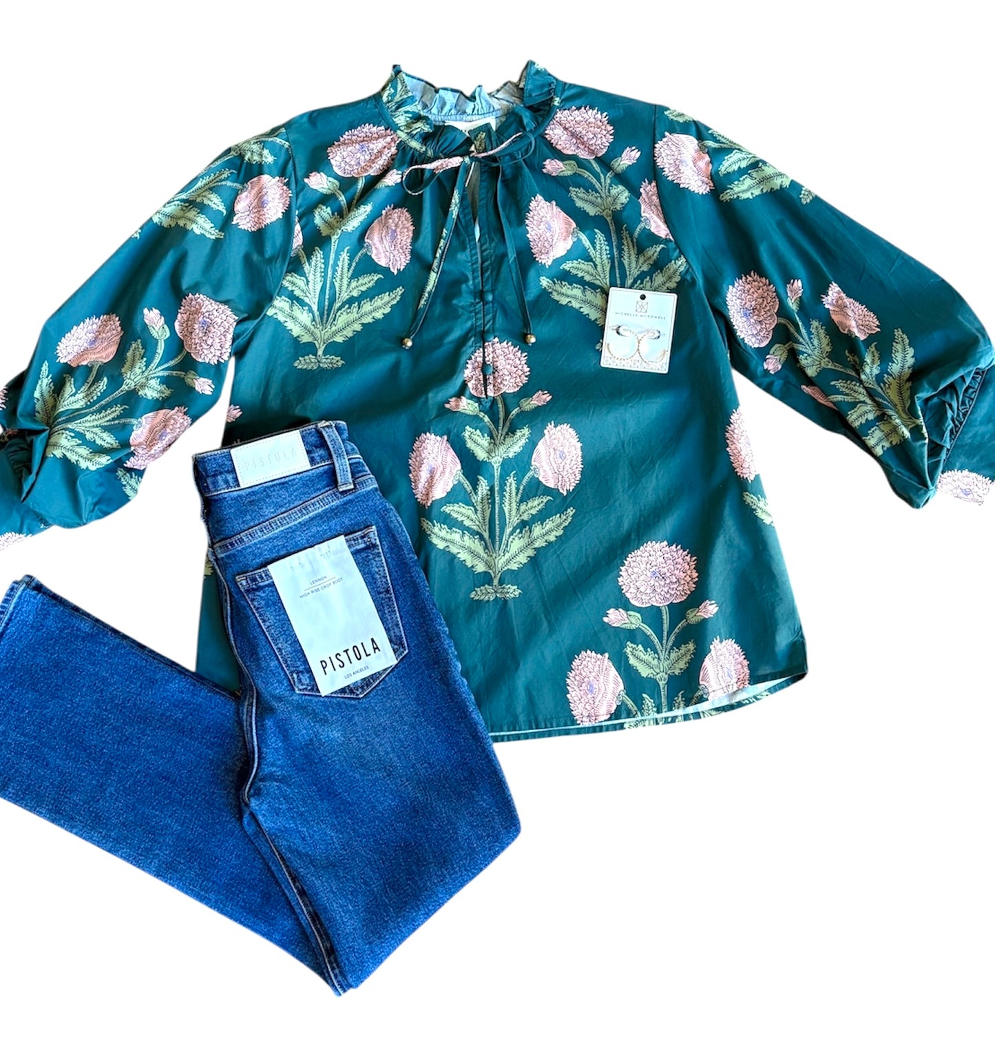 FLORA TOP- HUNTER GREEN