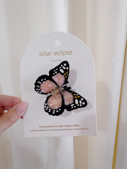 HAND PAINTED MINI MONARCH BUTTERFLY CLAW CLIP- PINK