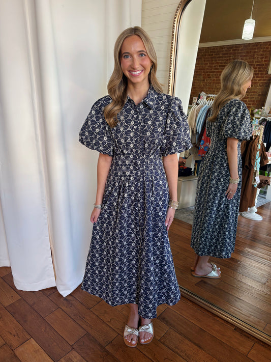 GRACE MIDI DRESS- NAVY