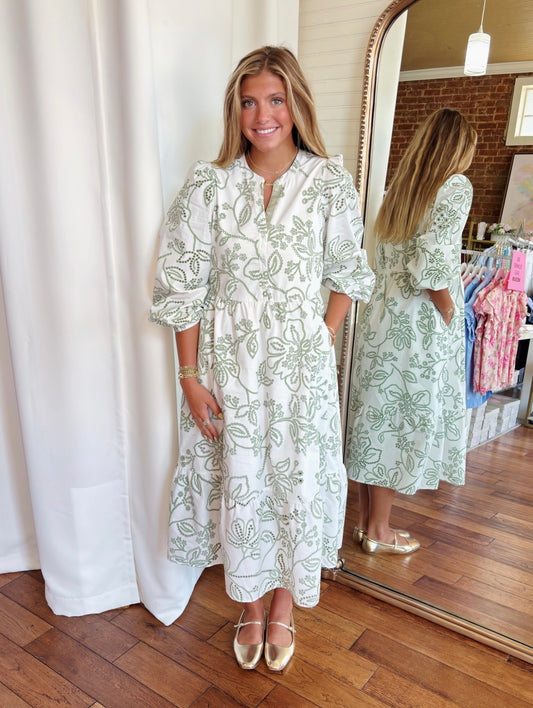 RILEY DRESS- LACECAP WHITE