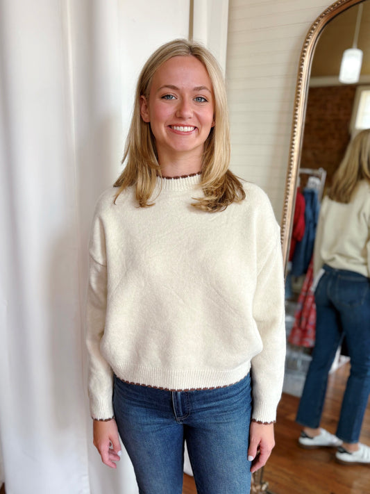 DALLAS SWEATER- IVORY/BROWN