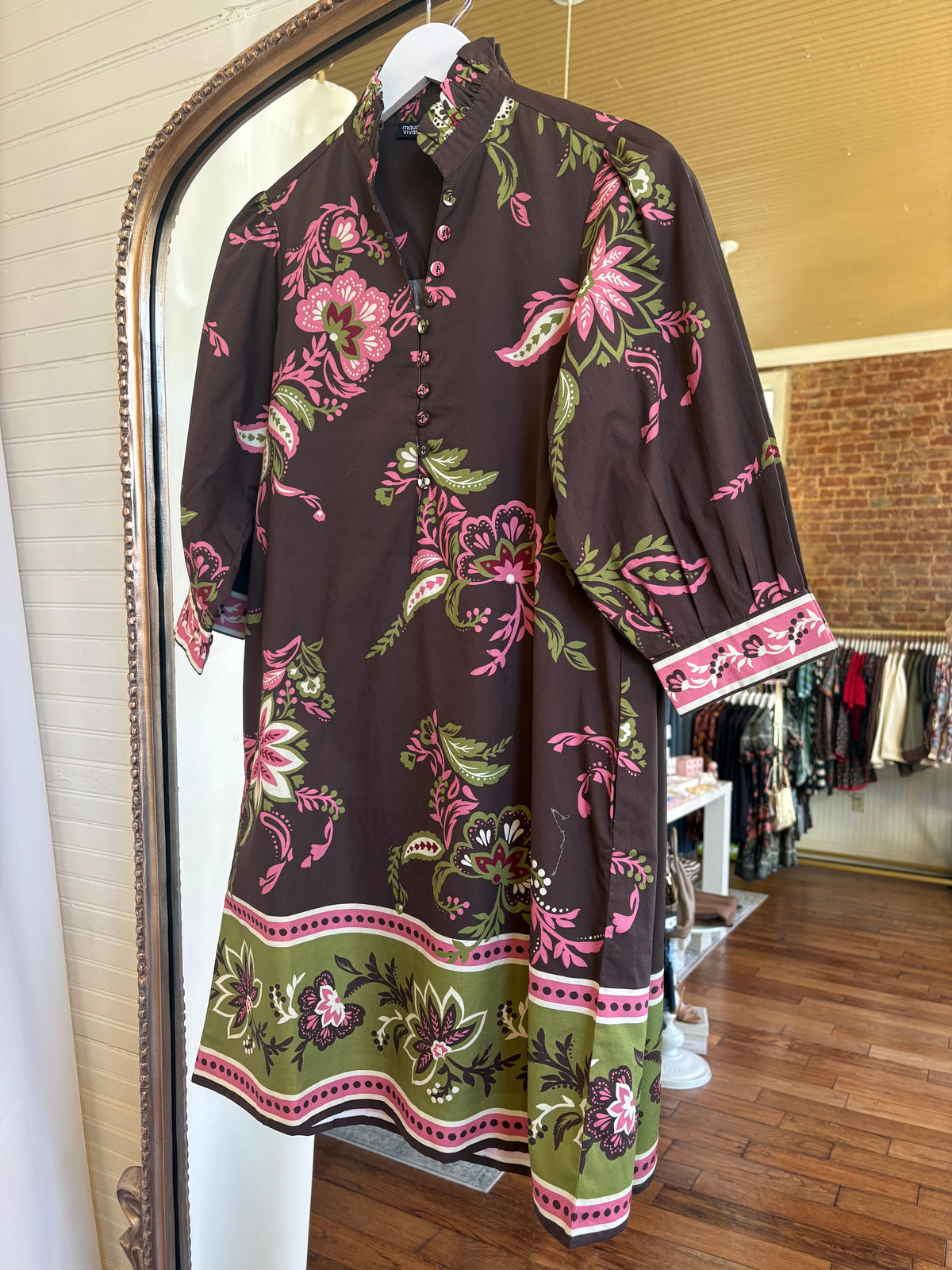 MAUDE VIVANTE DAHLIA CHESTNUT DRESS