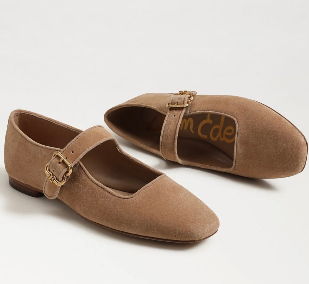 SAM EDELMAN MICHAELA MARY JANE FLAT- TAN SUEDE