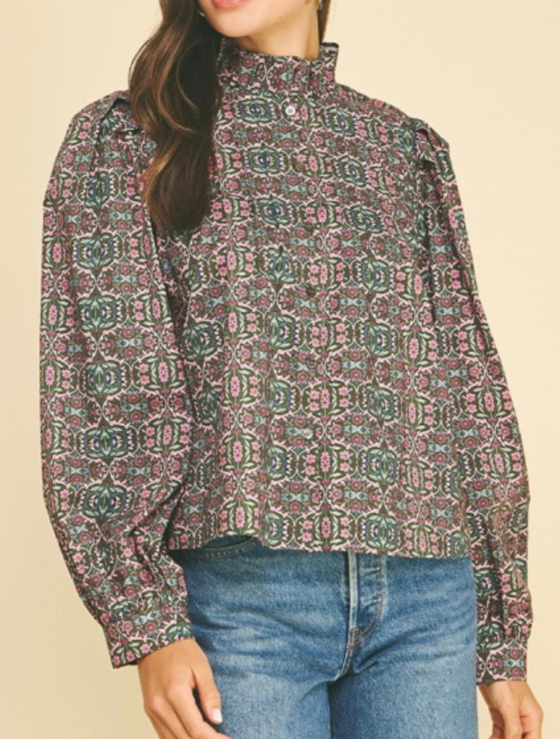 LOUISA TOP- DARK GREEN