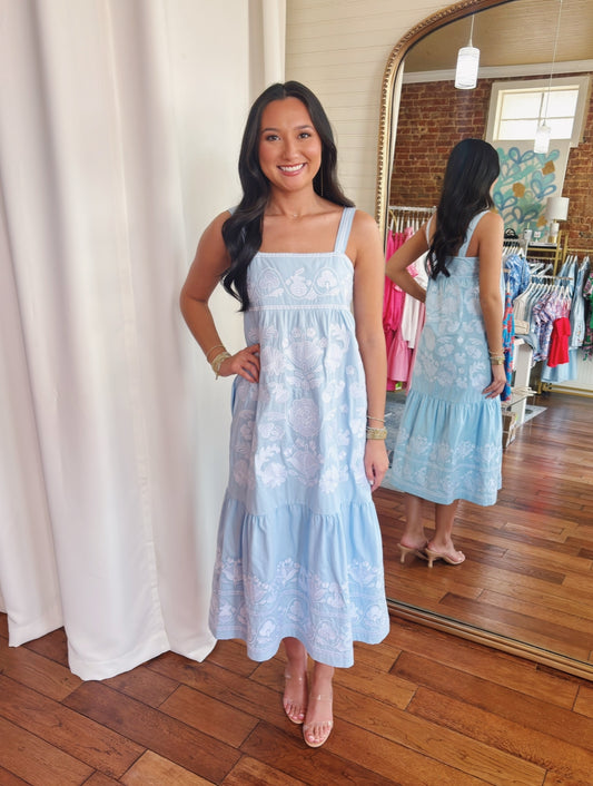 LANDON MIDI DRESS- LIGHT BLUE