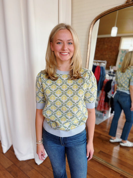 COOPER SWEATER TOP- LIGHT BLUE/SAGE
