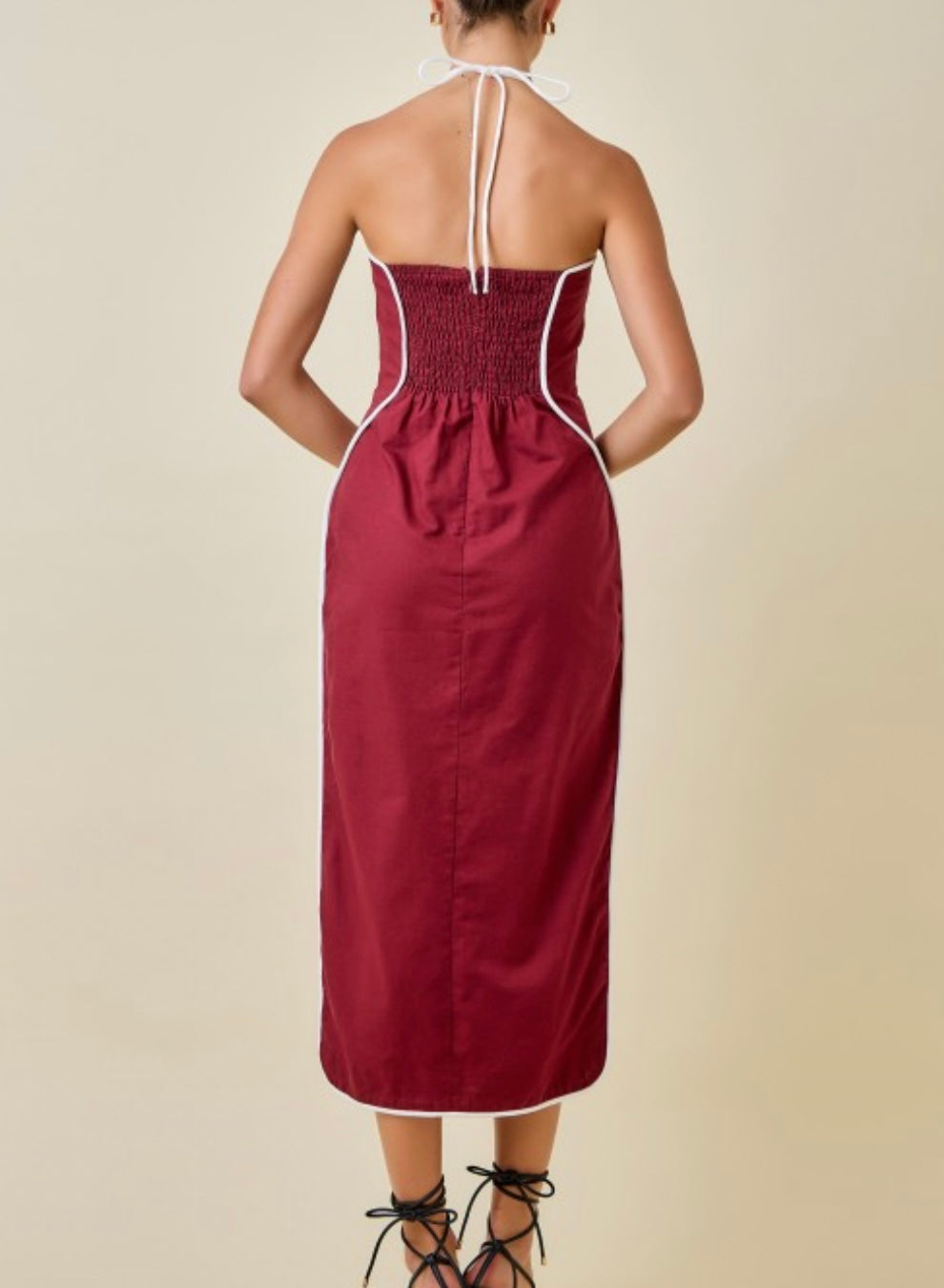 WILLOW DRESS- MAROON/WHITE