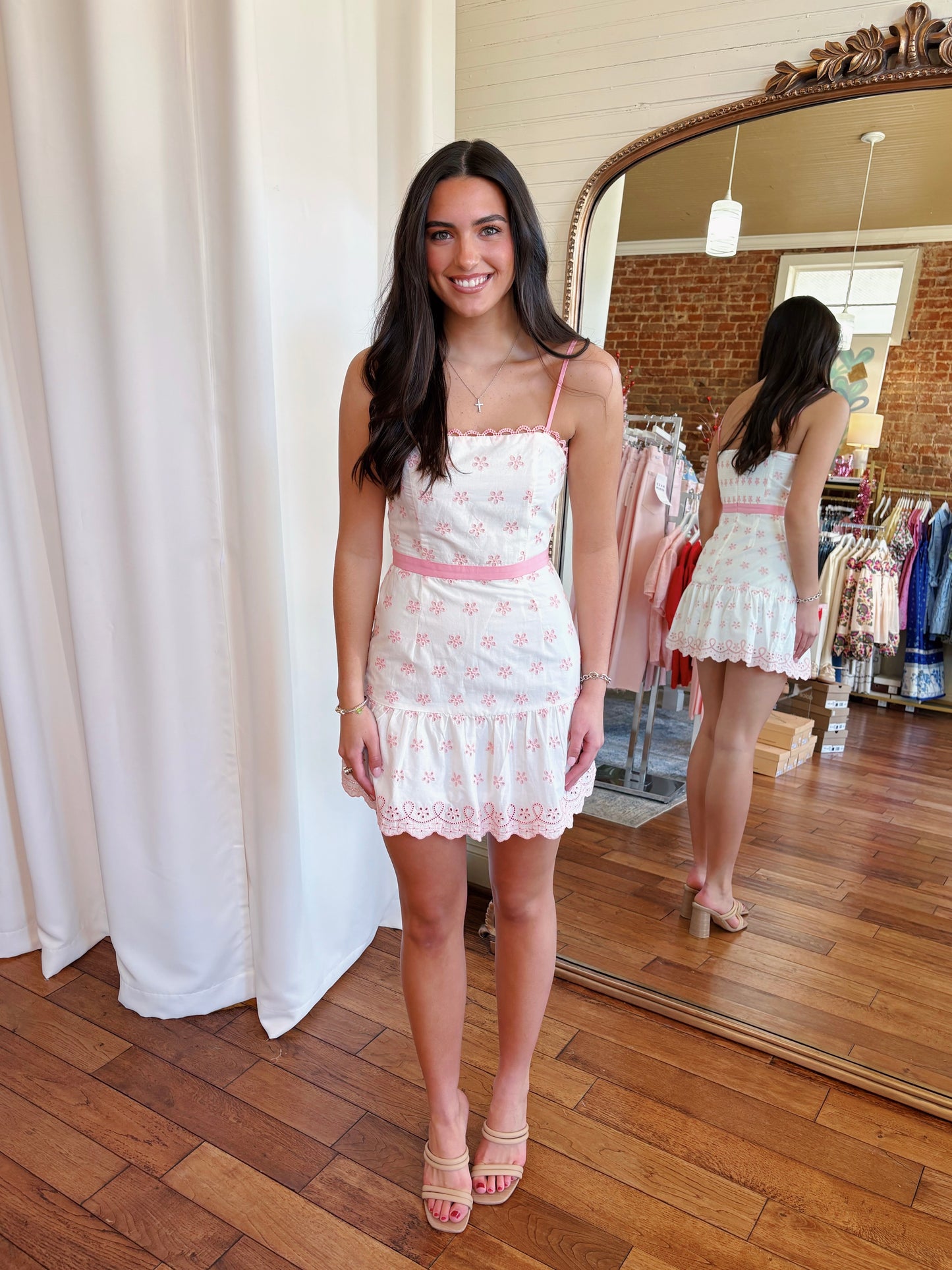 ELLIOTT EMBROIDERY MINI DRESS