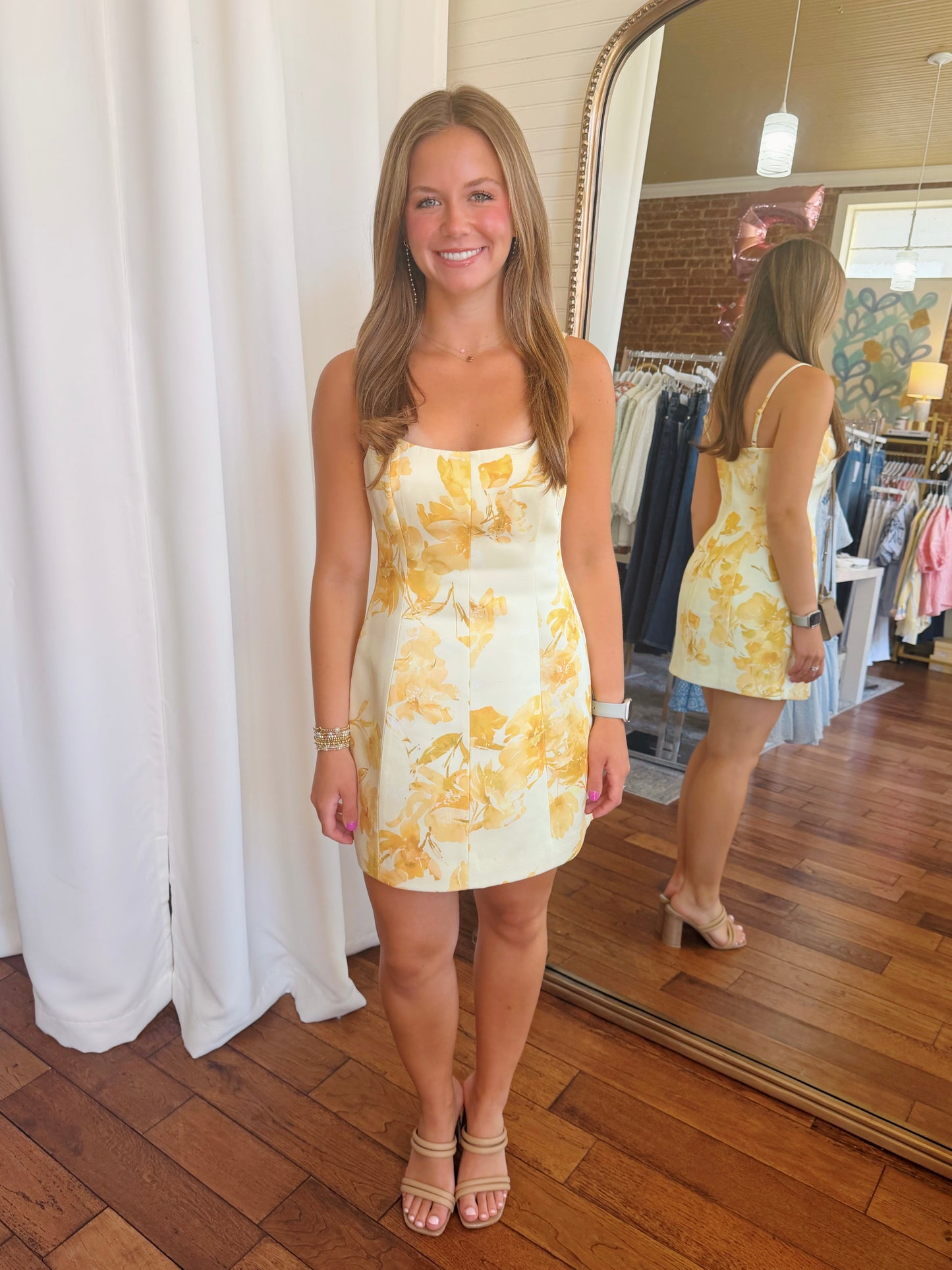 FRENCH CONNECTION YORK FLEUR DRESS- DAISY YELLOW