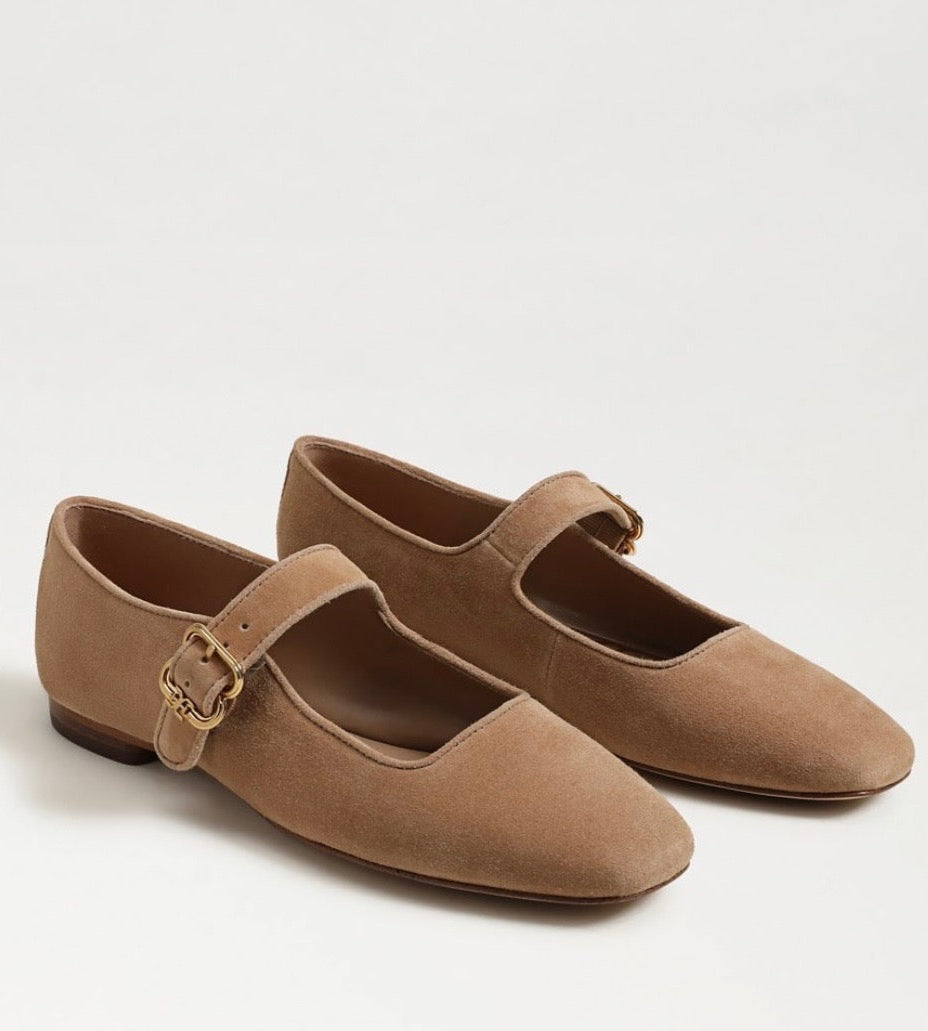 SAM EDELMAN MICHAELA MARY JANE FLAT- TAN SUEDE