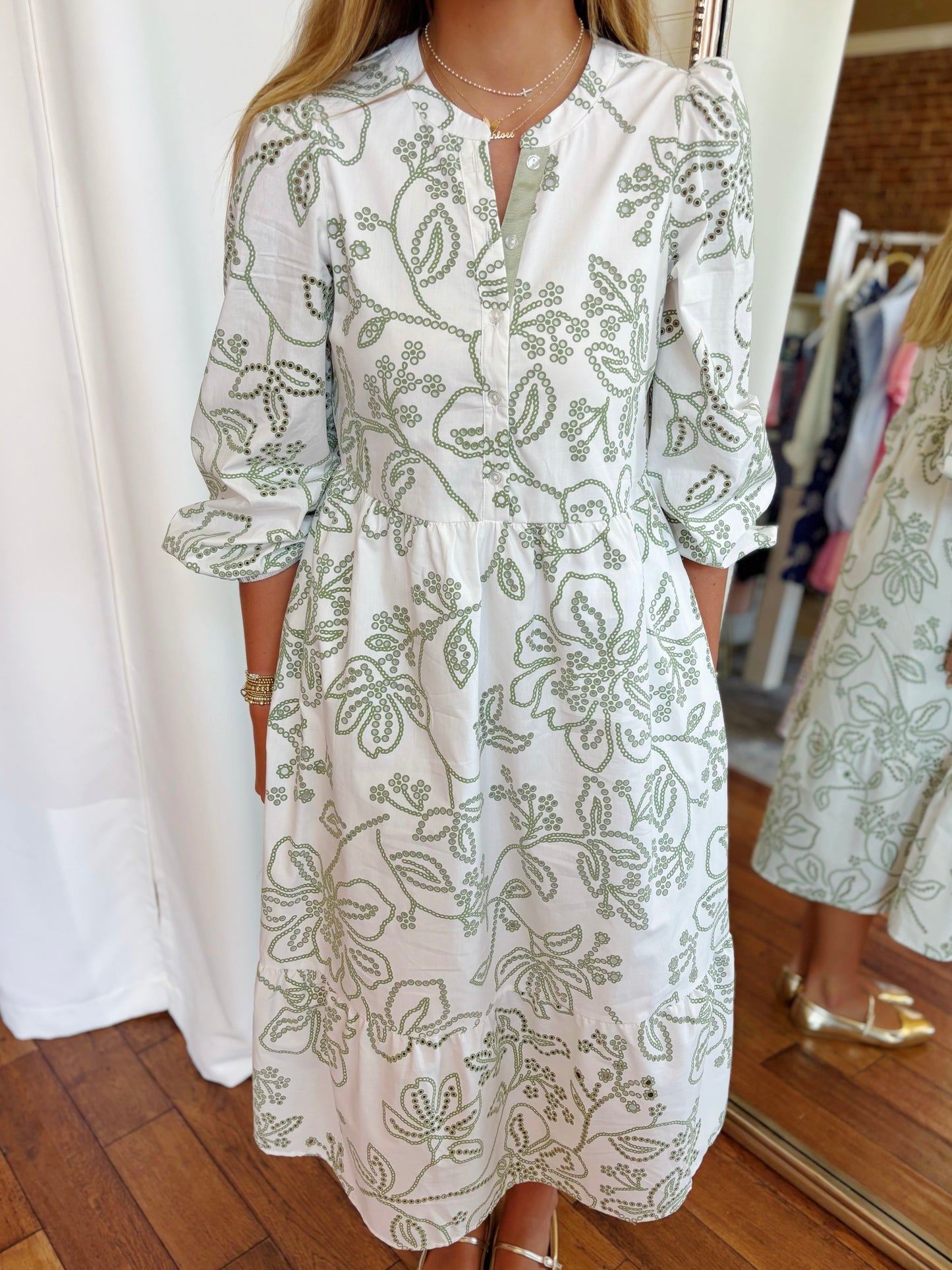 RILEY DRESS- LACECAP WHITE