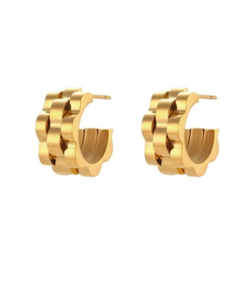 GOLD WATCHBAND EARRINGS