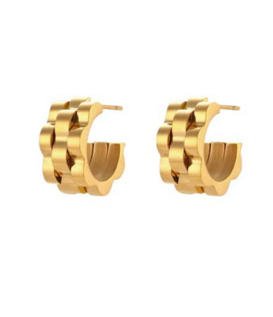 GOLD WATCHBAND EARRINGS