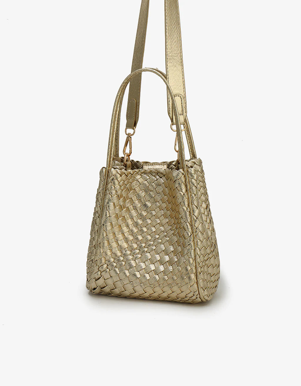 HOLLACE WOVEN MINI TOTE- HI SHINE PLATINUM